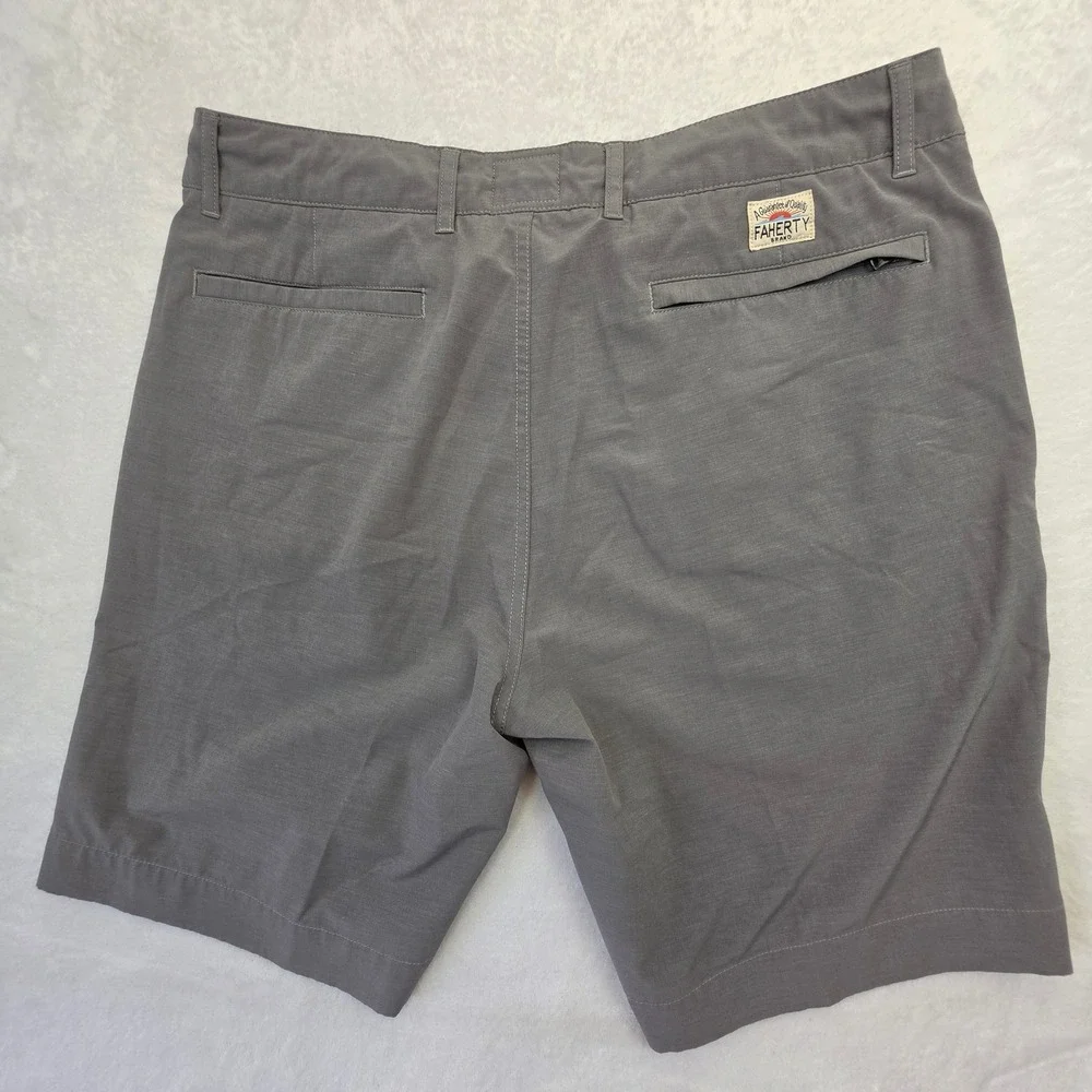 Faherty All Day Shorts Mens 34 Grey Stretch Hybrid Quick Dry Casual Board Shorts